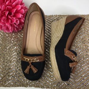 Comfortview Tassel Wedge Espadrille Shoe Heel Size 10WW Wide